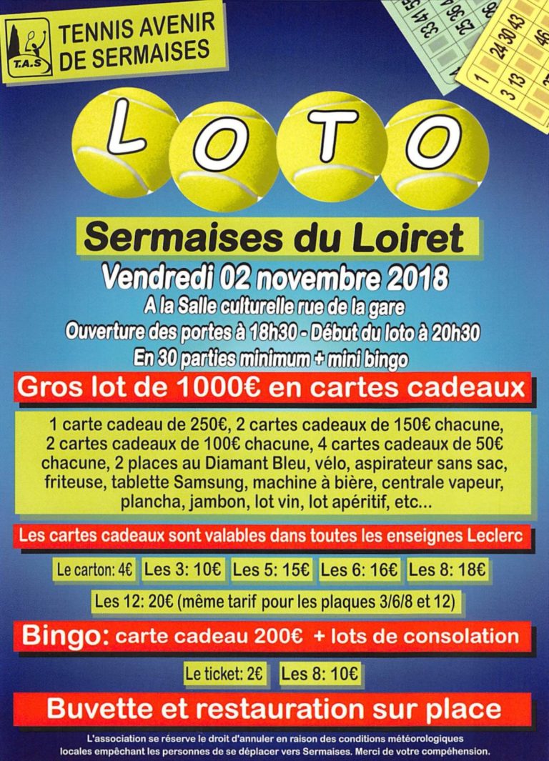 Affiche Loto tennis 2018 - Sermaises